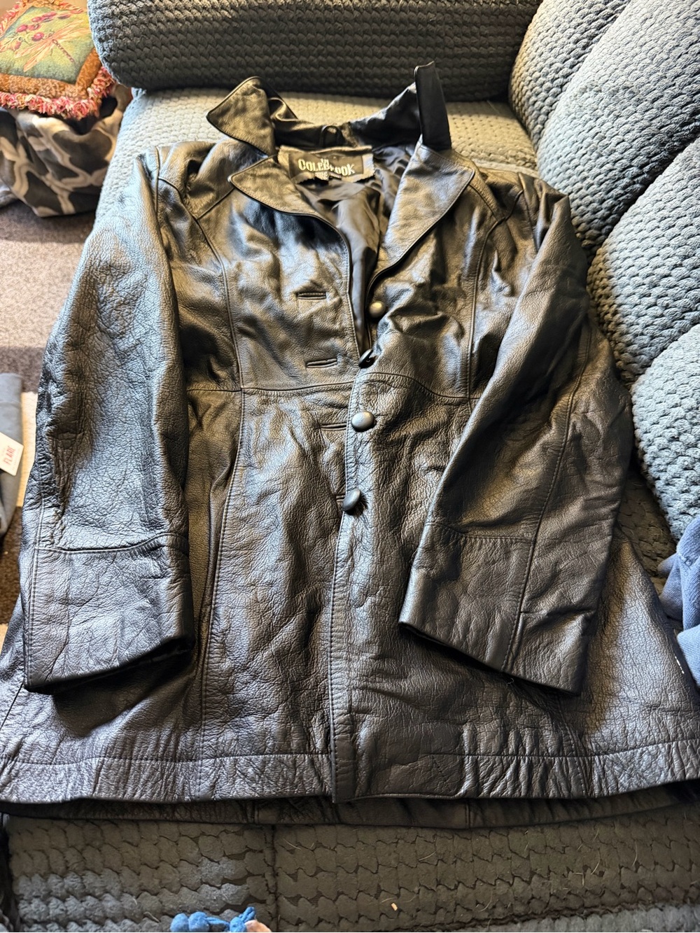 Vintage Colebrook Women’s Black Leather Button-Front Jacket